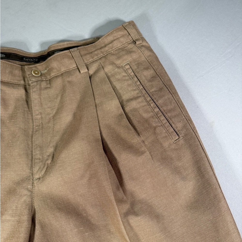 Savane Men's Classic Fit Pleated Pants in Light Brown - Picture 11 of 13